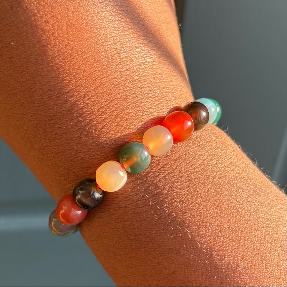 Rainbow Agate Old Mine Rondelle Crystal Bracelet 9.5mm - Picture 7 of 11